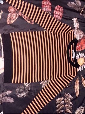 Zara Black and Orange Striped Knit Top
